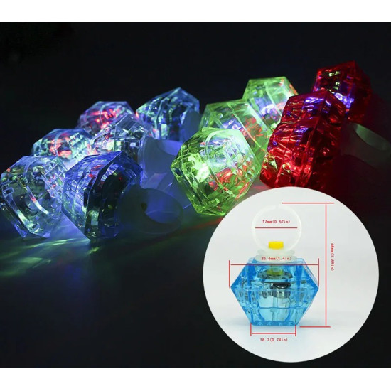 6 lı Kristal LED Parti Yüzük Seti