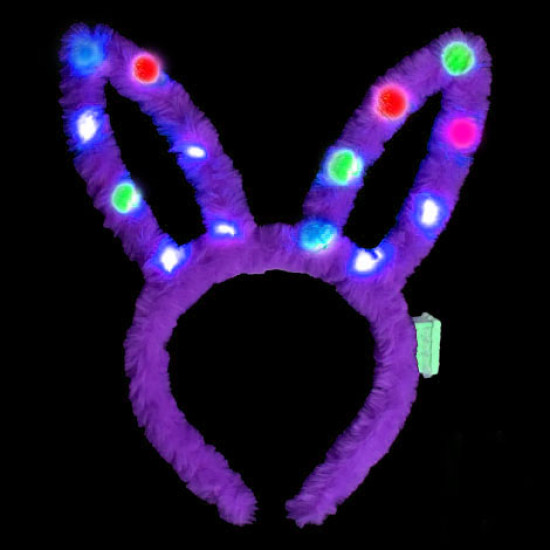 Led Işıklı Peluş Tavşan Kulak Taç Lila Led Işıklı Peluş Tavşan Kulak Taç Lila