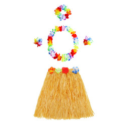 Hawaii Kolye Etek Taç ve Bileklik Seti Turuncu