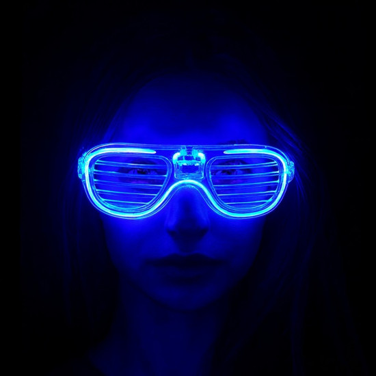 Mavi Led Işıklı Parti Gözlüğü - Neon 3 Modlu Mavi Led Işıklı Parti Gözlüğü - Neon 3 Modlu