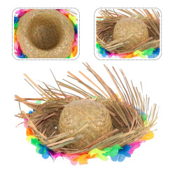 Natural Renkli Püsküllü Örme Hasır Hawaii Şapka  Natural Renkli Püsküllü Örme Hasır Hawaii Şapka