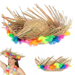Natural Renkli Püsküllü Örme Hasır Hawaii Şapka  Natural Renkli Püsküllü Örme Hasır Hawaii Şapka
