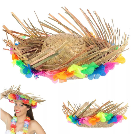 Natural Renkli Püsküllü Örme Hasır Hawaii Şapka Natural Renkli Püsküllü Örme Hasır Hawaii Şapka