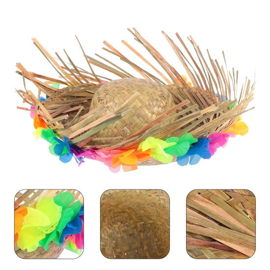 Natural Renkli Püsküllü Örme Hasır Hawaii Şapka Natural Renkli Püsküllü Örme Hasır Hawaii Şapka