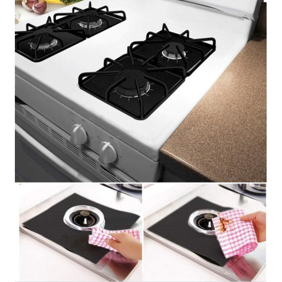 Siyah Renk Ocak Koruyucu Folyo Yanmaz Yapışmaz 4 lü Set