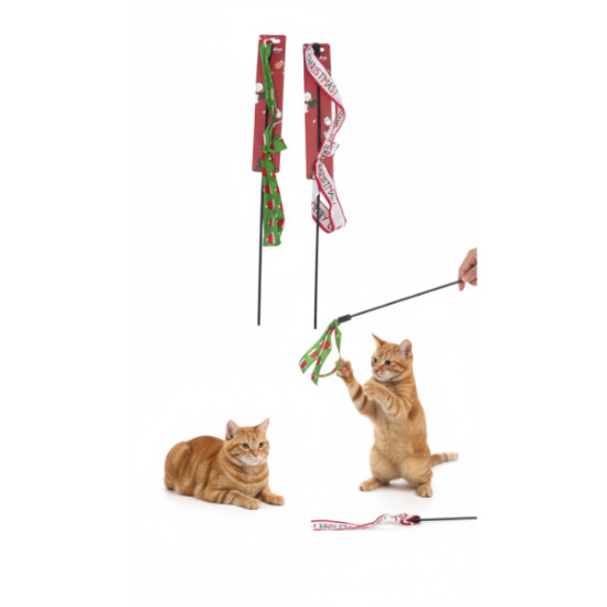 Yılbaşı Temalı Kedi Oyun Oltası 