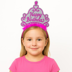 Pembe Happy Birthday Doğum Günü Prenses Tacı  Pembe Happy Birthday Doğum Günü Prenses Tacı