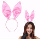 Pembe Saten Şekil Verilebilir Tavşan Kulak Taç