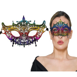 Rengarenk Dantel Kesim Gökkuşağı Balo Maskesi Rengarenk Dantel Kesim Gökkuşağı Balo Maskesi