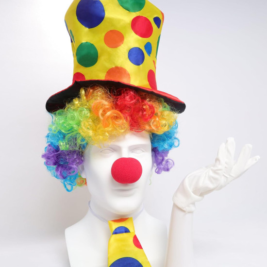 Renkli Palyaço Kostüm Seti – 5 Parça Aksesuar Renkli Palyaço Kostüm Seti – 5 Parça Aksesuar