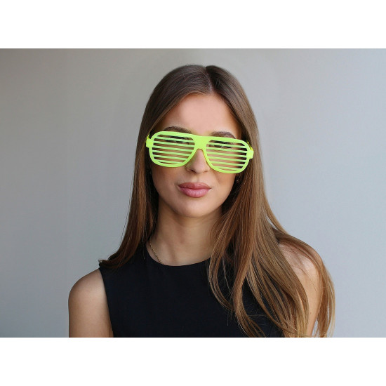 Retro Neon Fosforlu Panjur Gözlük - 12 Adet