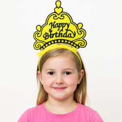 Sarı Happy Birthday Doğum Günü Prenses Tacı  Sarı Happy Birthday Doğum Günü Prenses Tacı