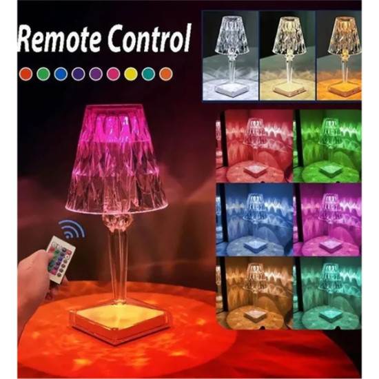 Kristal Abajur LED Kumandalı Ve Dokunmatik Masa Lambası Kristal Abajur LED Kumandalı Ve Dokunmatik Masa Lambası