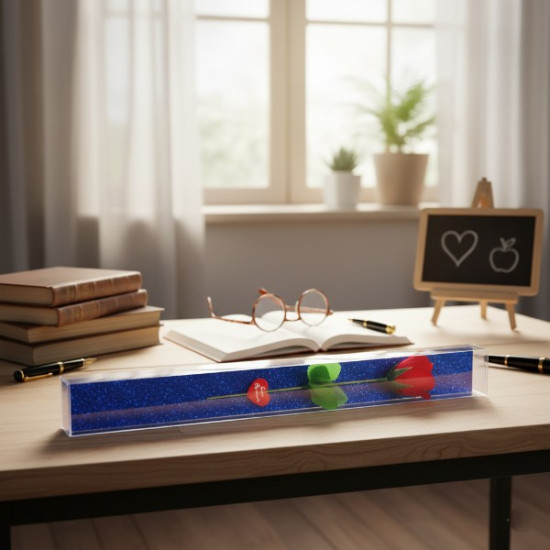 Şeffaf Simli Kutulu Gül - Öğretmenler Günü Hediyesi