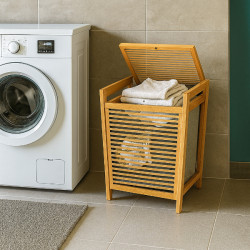Orta Boy Ahşap Bambu Kirli Sepeti 40x35x60  Orta Boy Ahşap Bambu Kirli Sepeti 40x35x60