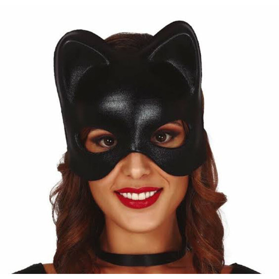 Siyah Deri Görünümlü Kedi Maskesi Siyah Deri Görünümlü Kedi Maskesi