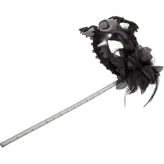 Siyah Işıltılı Tutmalı Fotoğraf Çekimi Maskesi Siyah Işıltılı Tutmalı Fotoğraf Çekimi Maskesi