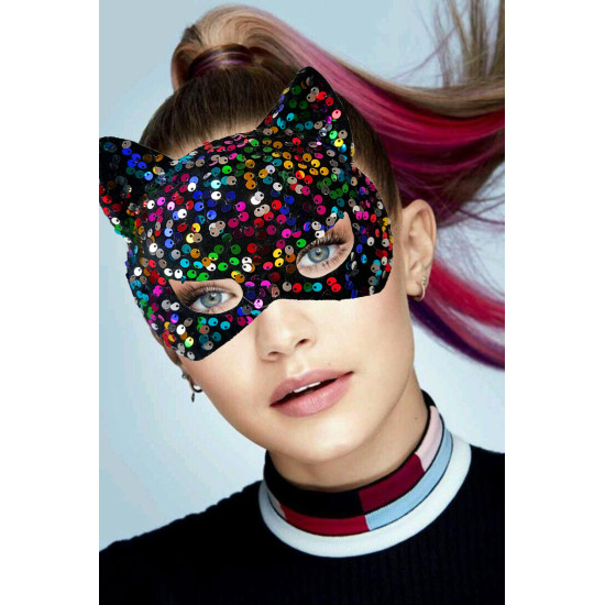 Siyah Kadife Payetli Parti Maskesi Siyah Kadife Payetli Parti Maskesi