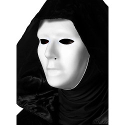 Siyah Kapüşonlu 120 cm Pelerin ve Beyaz Boyanabilir Tam Yüz Maske Siyah Kapüşonlu 120 cm Pelerin ve Beyaz Boyanabilir Tam Yüz Maske