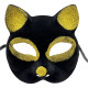 Siyah Renk Gold Simli Kedi Maskesi