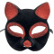 Siyah Kırmızı Simli Süet Kedi Maskesi