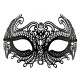 Siyah Lazer Kesim Kristal Taşlı Metal Venedik Maskesi Siyah Lazer Kesim Kristal Taşlı Metal Venedik Maskesi