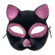 Siyah Renk Pembe Simli Kedi Maskesi