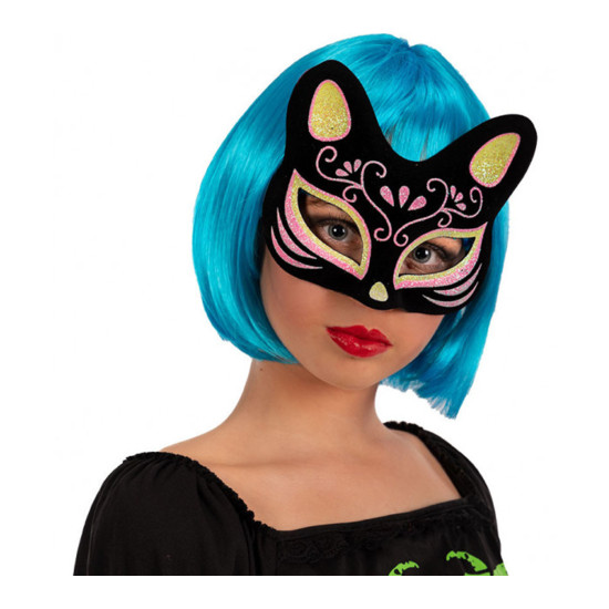 Siyah Süet Sarı Pembe Simli Kedi Maskesi Siyah Süet Sarı Pembe Simli Kedi Maskesi