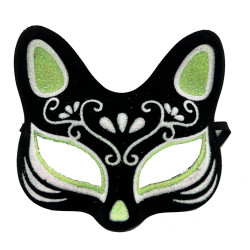 Siyah Süet Kaplama Gümüş Yeşil Simli Kedi Maskesi Siyah Süet Kaplama Gümüş Yeşil Simli Kedi Maskesi