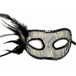 Siyah Yandan Tüylü Pul Payet Maskesi Siyah Yandan Tüylü Pul Payet Maskesi