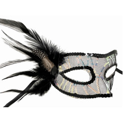 Siyah Yandan Tüylü Pul Payet Maskesi Siyah Yandan Tüylü Pul Payet Maskesi