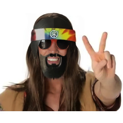 Siyah Saçlı Bandana Hippi Parti Gözlüğü Siyah Saçlı Bandana Hippi Parti Gözlüğü