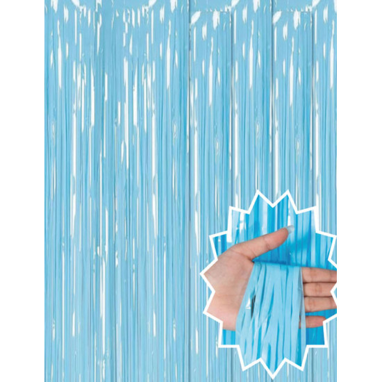 Soft Mavi Püsküllü Kapı Perdesi