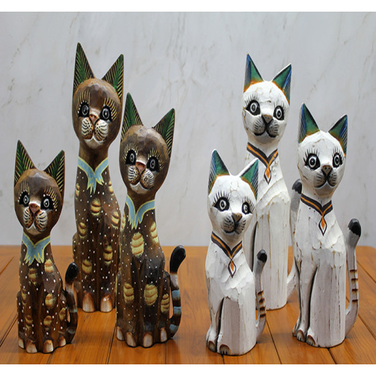 Ahşap 3 lü Kedi Seti 50 Cm Model 3