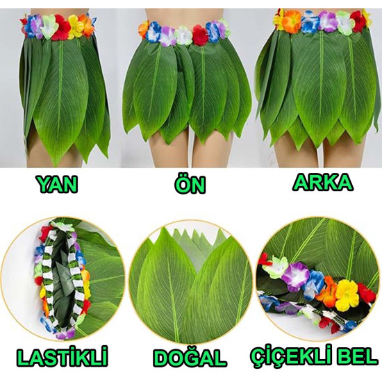 Tropikal Esintili Hawaii Yapraklı Parti Eteği Yetişkin Boy Tropikal Esintili Hawaii Yapraklı Parti Eteği Yetişkin Boy