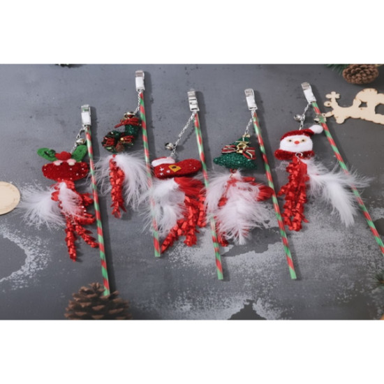 Yılbaşı Temalı Zilli Kedi Oyun Oltası 