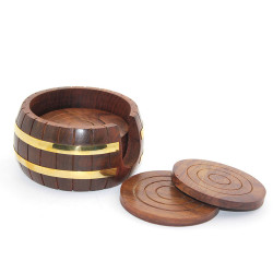 Pirinç Yuvarlak Ahşap Bardak Altı 
