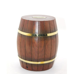 Pirinç Ahşap Fıçı Kumbara 18 Cm  Pirinç Ahşap Fıçı Kumbara 18 Cm