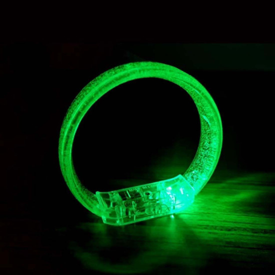 Yeşil Led Işıklı Baskı Yapılabilen Pilli Bileklik Bilezik