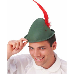 Peter Pan Şapkası Yeşil Renk Kırmızı Tüylü  Peter Pan Şapkası Yeşil Renk Kırmızı Tüylü
