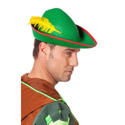 Yeşil Renk Robin Hood Şapkası Sarı Tüylü