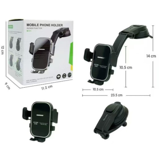 Torpido Üstü Vakumlu Araç Telefon Tutucu Ayarlanabilir Uzun Kollu