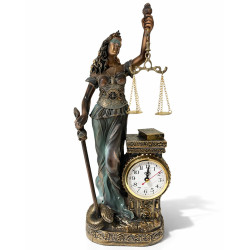 44x17 cm Polyester Saatli Adalet Figürü