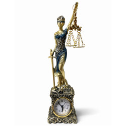 26x7 cm Polyester Saatli Adalet Figürü