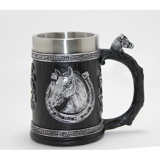 3D Kabartmalı At Büstü Paslanmaz Çelik Kupa Bardak