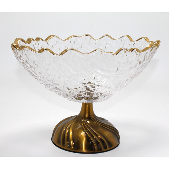 Gold Detaylı Eskitme Ayaklı Dekoratif Cam Sunumluk