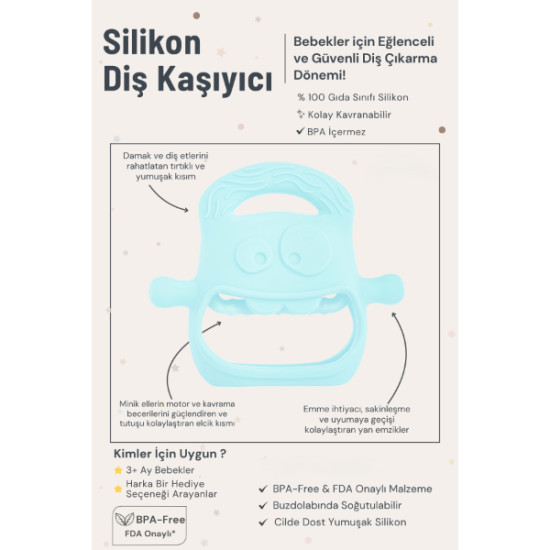 Mavi Bebek Silikon Diş Kaşıyıcı