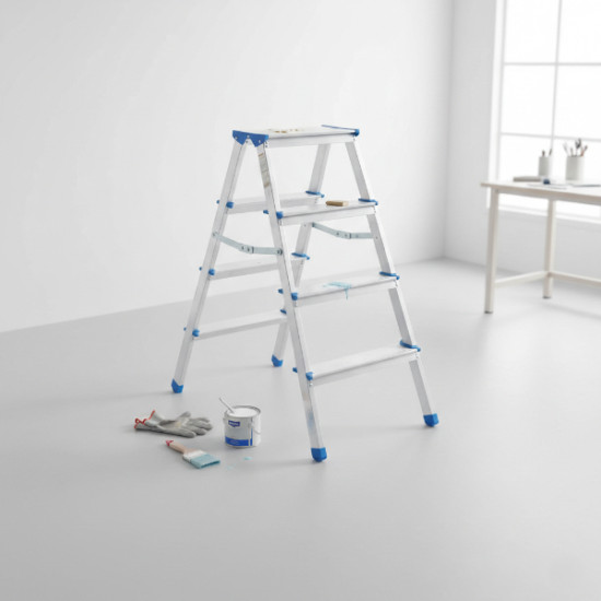 4+4 Çift Basamaklı Alüminyum Metal Merdiven