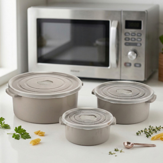3'lü Yuvarlak Mikrodalga Saklama Kabı Seti