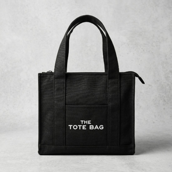 Siyah Kanvas Yumuşak Kol Çantası The Tote Bag